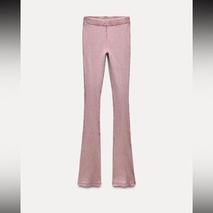 Zara Dusty Pink Ribbed flared pants